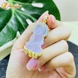  Dây chuyền mặt phật quan âm bồ tát đá thạch anh hồng hợp mệnh hỏa thổ bọc bạc mạ vàng 10k 