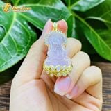  Dây chuyền mặt phật quan âm bồ tát đá thạch anh hồng hợp mệnh hỏa thổ bọc bạc mạ vàng 10k 