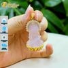  Dây chuyền mặt phật quan âm bồ tát đá thạch anh hồng hợp mệnh hỏa thổ bọc bạc mạ vàng 10k 