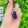  Dây chuyền mặt phật quan âm bồ tát đá thạch anh tím hợp mệnh hỏa thổ bọc bạc mạ vàng 10k 