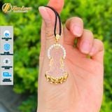  Dây chuyền mặt phật quan âm bồ tát đá thạch anh trắng hợp mệnh kim thủy bọc bạc mạ vàng 10k 