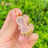  Dây chuyền mặt phật quan âm bồ tát đá thạch anh trắng hợp mệnh kim thủy bọc bạc mạ vàng 10k 