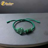  Vòng tay hồ ly chúa mix ngũ điếu ngọc sơn thủy hợp mệnh bện chỉ xanh rêu may mắn 