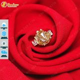  Nhẫn bạc nữ hình vương miện bọc hồ ly đá thạch anh tóc nâu trợ duyên may mắn 