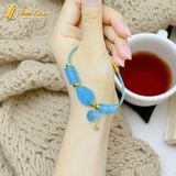  Vòng tay ngũ điếu mix lu thống chạm mix hồ ly chúa treo túi aquamarine hợp mệnh thủy mộc 