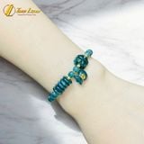  Vòng tay hạt lam ngọc 6 li mix ngũ điếu - cỏ 4 lá charm vàng treo túi tiền lam ngọc hợp mệnh chiêu tài hút lộc may mắn 