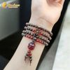 Vòng tay hạt gỗ trầm hương sánh chìm 108 hạt size 6 li mix hoa sen trầm sánh cỏ 4 lá đá garnet 