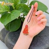 Dây chuyền mặt phật quan âm bồ tát đá ngọc huyết hợp mệnh hỏa thổ bọc bạc mạ vàng 10k 