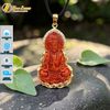  Dây chuyền mặt phật quan âm bồ tát đá ngọc huyết hợp mệnh hỏa thổ bọc bạc mạ vàng 10k 