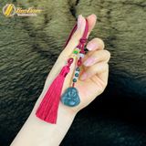  Dây treo túi xách màu đỏ đô mix mặt phật di lặc lam ngọc tài lộc may mắn bình an 