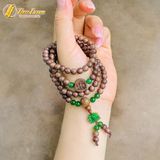  Vòng tay hạt trầm hương tốc 6 li mix charm chữ vạn trầm tốc hạt đá charm hoa sen ngọc bích hợp mệnh may mắn 