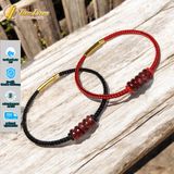  Vòng tay ngũ điếu đá thạch anh tóc đỏ hợp mệnh hỏa thổ chiêu tài lộc hút may mắn 