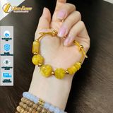  Vòng tay lu thống ngũ điếu túi cỏ 4 lá hồ ly đá mắt hổ vàng đồng tâm hợp mệnh kim thổ 