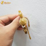  Vòng tay mặt hồ ly chúa dáng lệch đùi thạch anh tóc vàng hợp mệnh kim thổ bện chỉ handmade 
