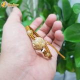  Vòng tay mặt hồ ly chúa dáng lệch đùi thạch anh tóc vàng hợp mệnh kim thổ bện chỉ handmade 