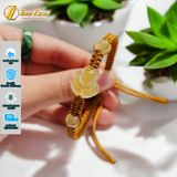  Vòng tay chỉ bện mặt hồ ly chúa ôm hoa thạch anh tóc vàng trợ duyên hợp mệnh kim thổ 