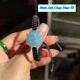  Vòng tay chỉ may mắn bện mặt hồ ly chúa ôm hoa đá aquamarine hợp mệnh thủy mộc trợ duyên 