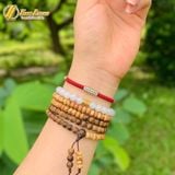  Vòng tay tibet chỉ ngũ sắc bện chỉ may mắn mix charm ống trụ Om Mani Padme Hum bình an 