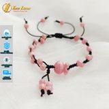  Vòng tay chỉ may mắn bện chuỗi hạt đào hoa mix charm túi tiền tài lộc bình an 