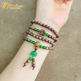  Vòng tay hạt trầm hương tốc 6 li mix charm chữ vạn trầm tốc hạt đá charm hoa sen ngọc bích hợp mệnh may mắn 