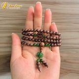  Vòng tay hạt trầm hương tốc 6 li mix charm chữ vạn trầm tốc hạt đá charm hoa sen ngọc bích hợp mệnh may mắn 