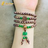  Vòng tay hạt trầm hương tốc 6 li mix charm chữ vạn trầm tốc hạt đá charm hoa sen ngọc bích hợp mệnh may mắn 