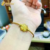  Vòng tay cỏ 4 lá mắt hổ vàng dồng tâm hợp mệnh kim mệnh thổ may mắn bình an 