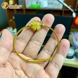  Vòng tay cỏ 4 lá mắt hổ vàng dồng tâm hợp mệnh kim mệnh thổ may mắn bình an 