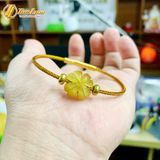  Vòng tay cỏ 4 lá mắt hổ vàng dồng tâm hợp mệnh kim mệnh thổ may mắn bình an 