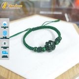  Vòng tay cỏ 4 lá ngọc sơn thủy xanh bện chỉ xanh rêu handmade may mắn 
