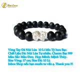  Vòng tay hạt đá núi lửa trơn size 10 li mix tỳ hưu bạc tài lộc may mắn 