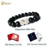  Vòng tay hạt đá núi lửa trơn size 10 li mix tỳ hưu bạc tài lộc may mắn 