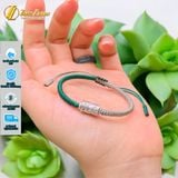  Vòng tay Tibet bện chỉ xanh rêu xám mix charm Ống trụ khắc chú Om Mani Padme Hum bình an may mắn 