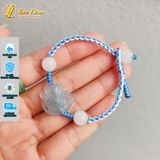  Vòng tay mặt hồ ly ôm hoa aqua hợp mệnh thủy mộc bện nút hạt trợ duyên may mắn 