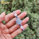  Vòng tay mặt hồ ly ôm hoa aqua hợp mệnh thủy mộc bện nút hạt trợ duyên may mắn 