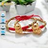  Vòng chỉ đỏ tươi may mắn bện handmade chỉ ngũ sắc mix charm bạc mèo thần tài may mắn 