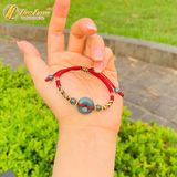  Vòng tay chỉ may mắn bện đồng điếu lam ngọc mix charm bạc may mắn bình an tài lộc 
