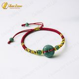  Vòng tay chỉ may mắn bện đồng điếu lam ngọc mix charm bạc may mắn bình an tài lộc 