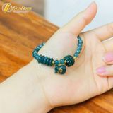  Vòng tay hạt lam ngọc 6 li mix ngũ điếu - cỏ 4 lá charm vàng treo túi tiền lam ngọc hợp mệnh chiêu tài hút lộc may mắn 