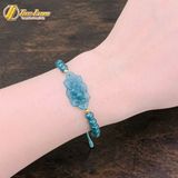  Vòng tay chỉ xanh mint bện chuỗi hạt lam ngọc mix charm liên hoa bình an may mắn 