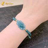  Vòng tay chỉ xanh mint bện chuỗi hạt lam ngọc mix charm liên hoa bình an may mắn 