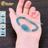  Vòng tay chỉ xanh mint bện chuỗi hạt lam ngọc mix charm liên hoa bình an may mắn 