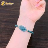  Vòng tay chỉ xanh mint bện chuỗi hạt lam ngọc mix charm liên hoa bình an may mắn 
