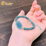  Vòng tay chỉ xanh mint bện chuỗi hạt lam ngọc mix charm liên hoa bình an may mắn 