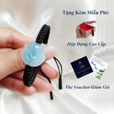  Vòng tay chỉ may mắn bện mặt hồ ly chúa ôm hoa đá aquamarine hợp mệnh thủy mộc trợ duyên 