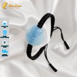  Vòng tay chỉ may mắn bện mặt hồ ly chúa ôm hoa đá aquamarine hợp mệnh thủy mộc trợ duyên 