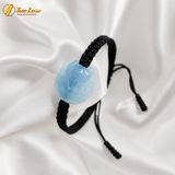  Vòng tay chỉ may mắn bện mặt hồ ly chúa ôm hoa đá aquamarine hợp mệnh thủy mộc trợ duyên 