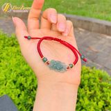  Vòng tay chỉ may mắn bện handmade charm hoa sen lam ngọc bình an may mắn 