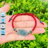  Vòng tay chỉ may mắn bện handmade charm hoa sen lam ngọc bình an may mắn 