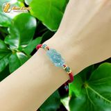  Vòng tay chỉ may mắn bện handmade charm hoa sen lam ngọc bình an may mắn 